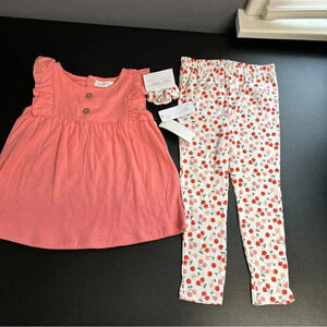 NWT Toddler Girls Rene Rofe’ 4T Outfit Set‎  Pants Top & Scrunchie Cherries
